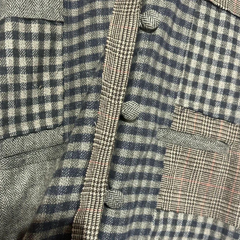 Paper Lace Wool Blend Plaid Patchwork Women's Jacket - Picture 6 of 12